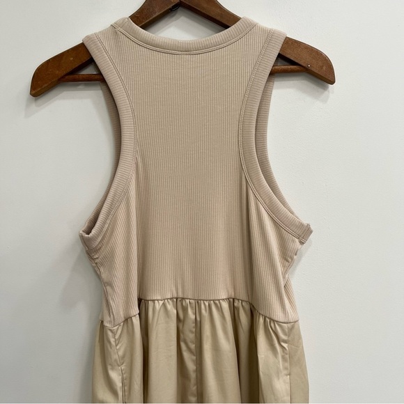 Old Navy Fit & Flare High-Neck Combination Midi Dress Sleeveless Tan Size XL - Picture 7 of 15